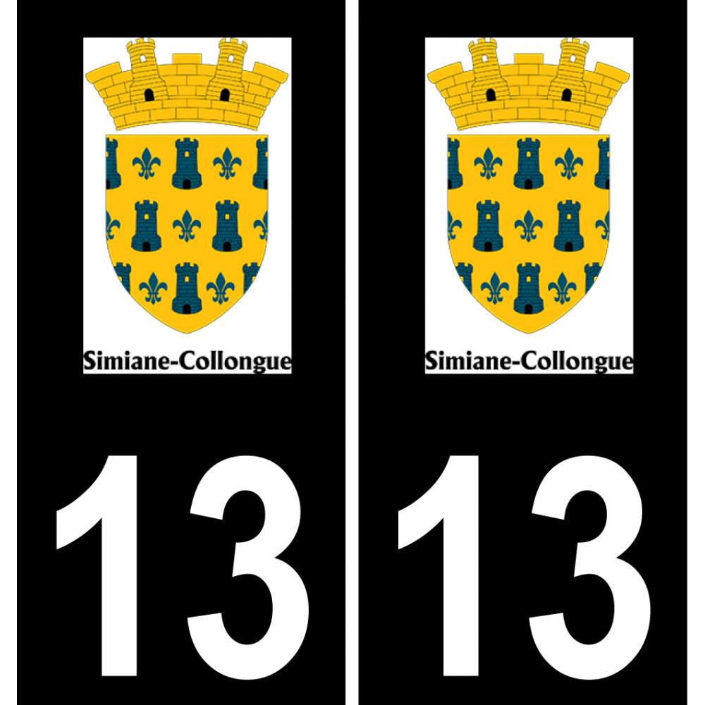 13 Simiane-Collongue logo autocollant plaque immatriculation auto ville sticker fond noir
