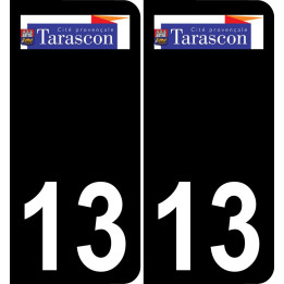 13 Tarascon logotipo de la etiqueta engomada de la placa de registro de la ciudad fondo negro