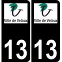 13 Velaux logo sticker plate registration city black background