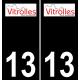 13 Vitrolles logo autocollant plaque immatriculation auto ville sticker fond noir
