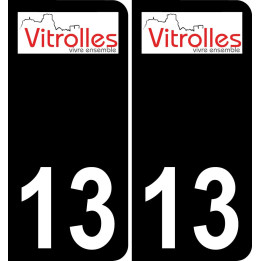 13 Vitrolles logo autocollant plaque immatriculation auto ville sticker fond noir