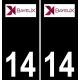 14 Bayeux logo sticker plate registration city black background