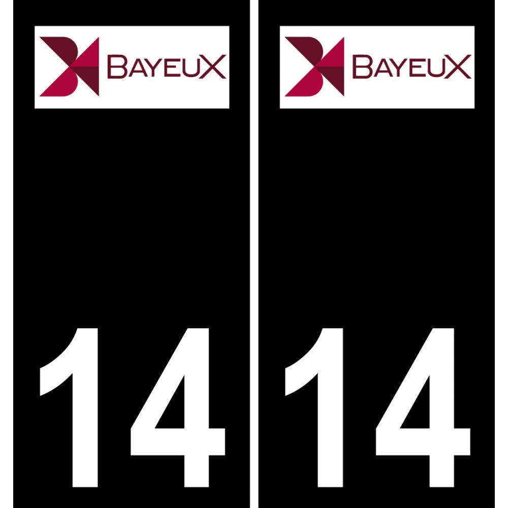 14 Bayeux logo autocollant plaque immatriculation auto ville sticker fond noir