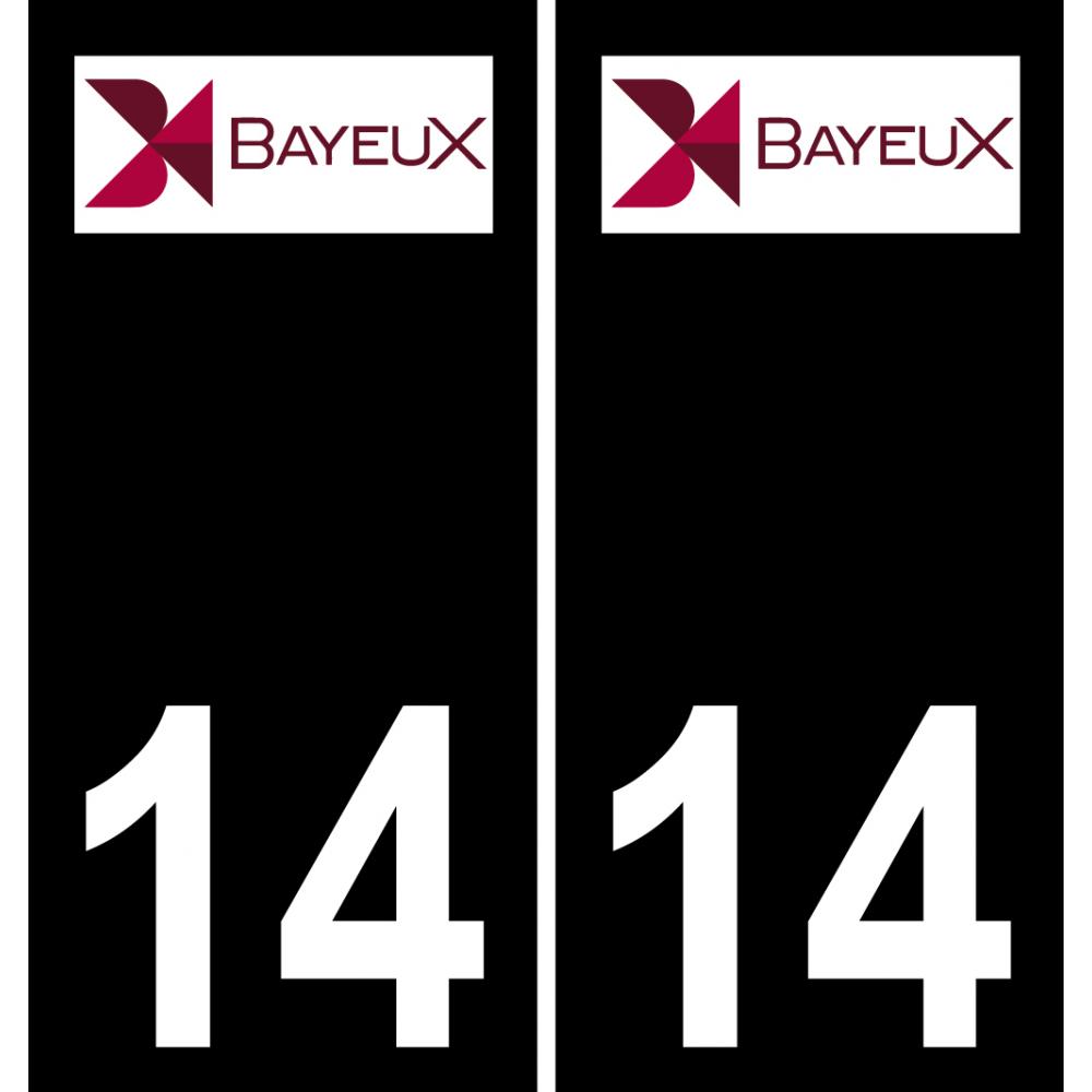 14 Bayeux logotipo de la etiqueta engomada de la placa de registro de la ciudad fondo negro