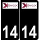 14 Bayeux logo sticker plate registration city black background