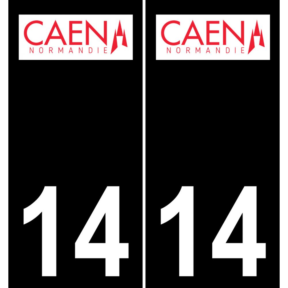 14 Caen logo autocollant plaque immatriculation auto ville sticker fond noir