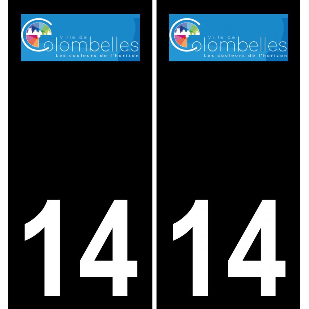 14 Colombelles logo autocollant plaque immatriculation auto ville sticker fond noir
