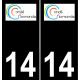 14 Condé-sur-Noireau logo autocollant plaque immatriculation auto ville sticker fond noir