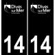 14 Dives-sur-Mer logo autocollant plaque immatriculation auto ville sticker fond noir
