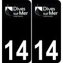 14 Dives-sur-Mer-logo aufkleber plakette ez stadt schwarzer Hintergrund