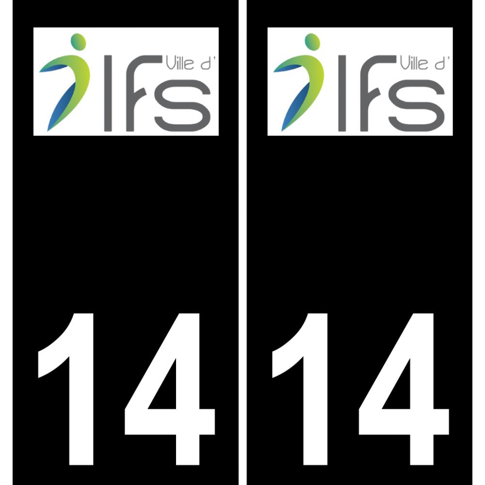 14 Ifs logo autocollant plaque immatriculation auto ville sticker fond noir