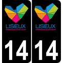 14 Lisieux logo autocollant plaque immatriculation auto ville sticker fond noir