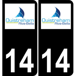 14 Ouistreham logo sticker plate registration city black background