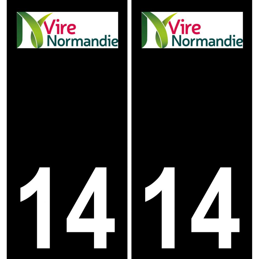 14 Vire-Normandie logo autocollant plaque immatriculation auto ville sticker fond noir
