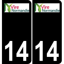 14 Vire-Normandie logo autocollant plaque immatriculation auto ville sticker fond noir