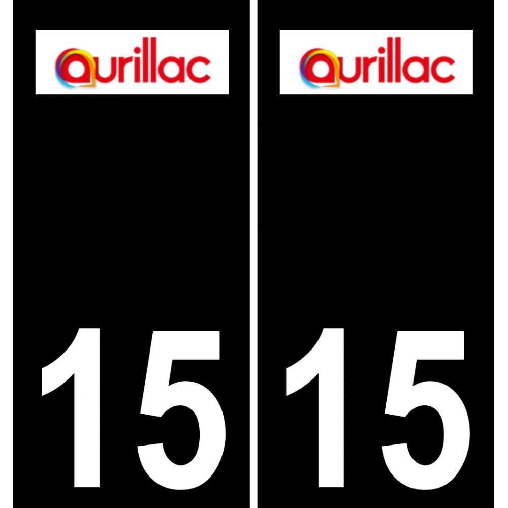15 Aurillac logo autocollant plaque immatriculation auto ville sticker fond noir