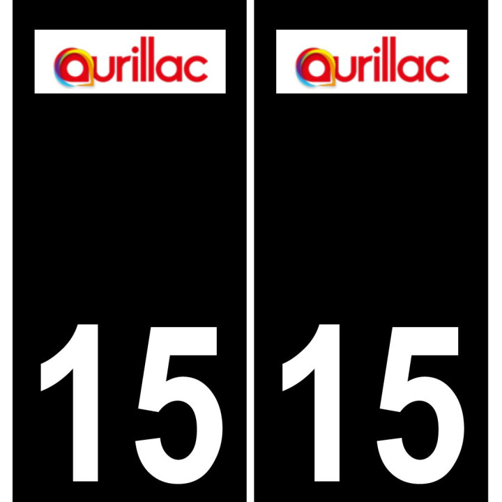 15 Aurillac logotipo de la etiqueta engomada de la placa de registro de la ciudad fondo negro