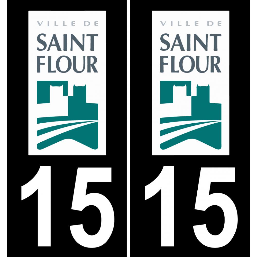 15 Saint-Flour logo autocollant plaque immatriculation auto ville sticker fond noir