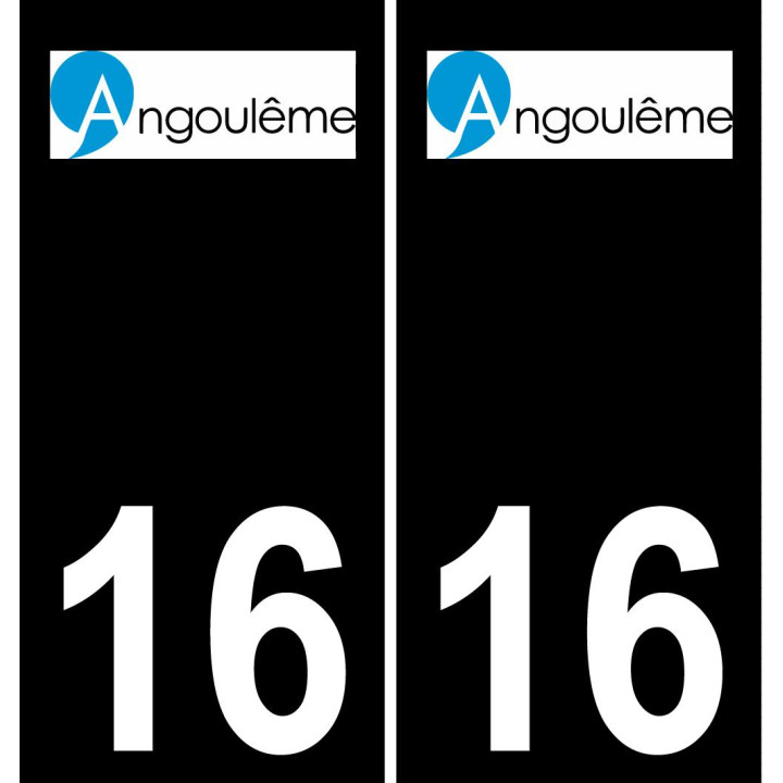 16 Angoulême logo autocollant plaque immatriculation auto ville sticker fond noir