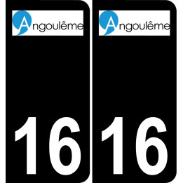 16 Angoulême logo sticker plate registration city black background