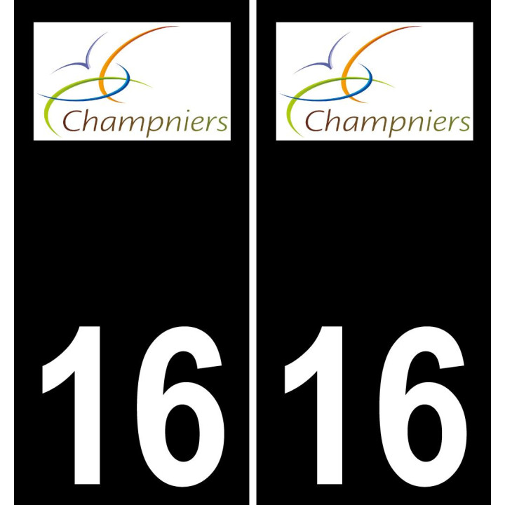 16 Champniers logo autocollant plaque immatriculation auto ville sticker fond noir