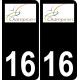 16 Champniers logo autocollant plaque immatriculation auto ville sticker fond noir