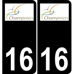 16 Champniers logo sticker plate registration city black background