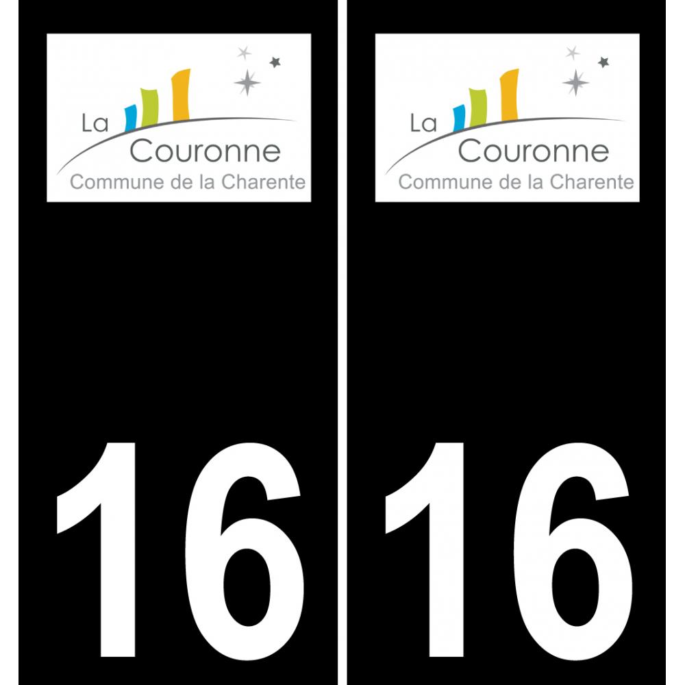 16 La Couronne logo autocollant plaque immatriculation auto ville sticker fond noir