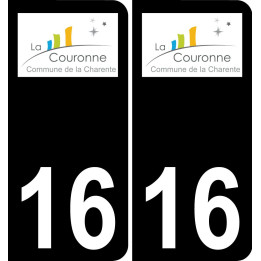 16 La Couronne logo sticker plate registration city black background