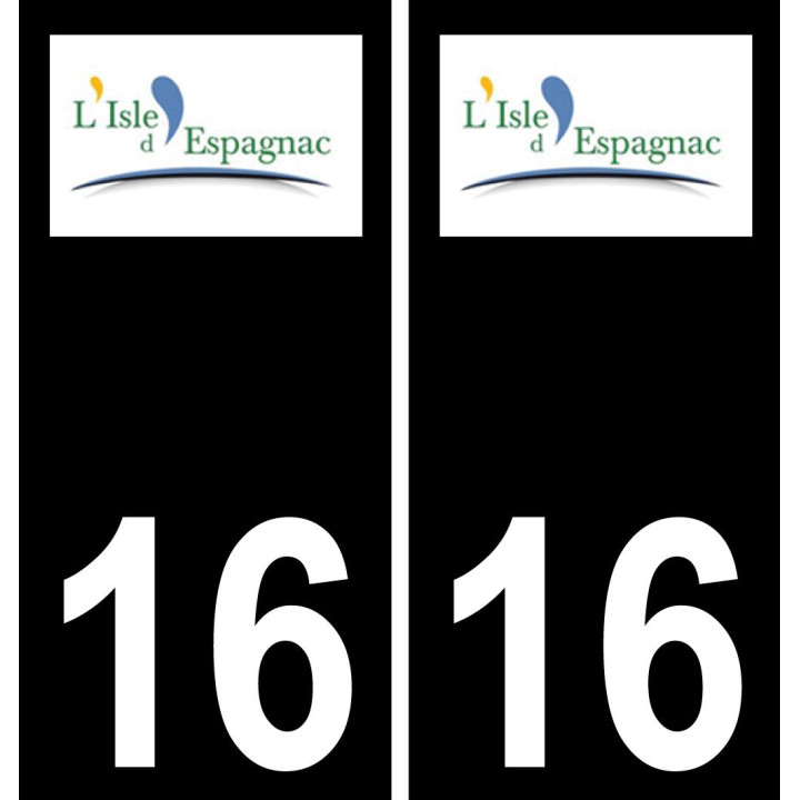 16 L'Isle-d'Espagnac-logo aufkleber plakette ez stadt schwarzer Hintergrund