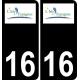 16 L'Isle-d'Espagnac logo autocollant plaque immatriculation auto ville sticker fond noir