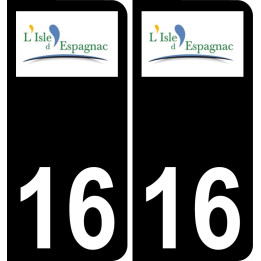 16 L'Isle-d'Espagnac-logo aufkleber plakette ez stadt schwarzer Hintergrund
