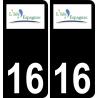 16 L'Isle-d'Espagnac logo sticker plate registration city black background