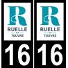 16 Ruelle-sur-Touvre logo autocollant plaque immatriculation auto ville sticker fond noir