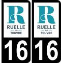 16 Ruelle-sur-Touvre-logo aufkleber plakette ez stadt schwarzer Hintergrund