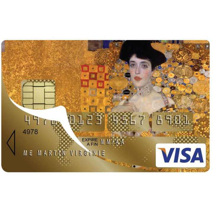 Autocollant Adele Bloch-Bauer I’ by Gustav Klimt numéro 5 carte bleue carte bancaire CB adhésif sticker logo 5