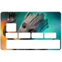 Autocollant Baby Groot numéro 14 carte bleue carte bancaire CB adhésif sticker logo 14