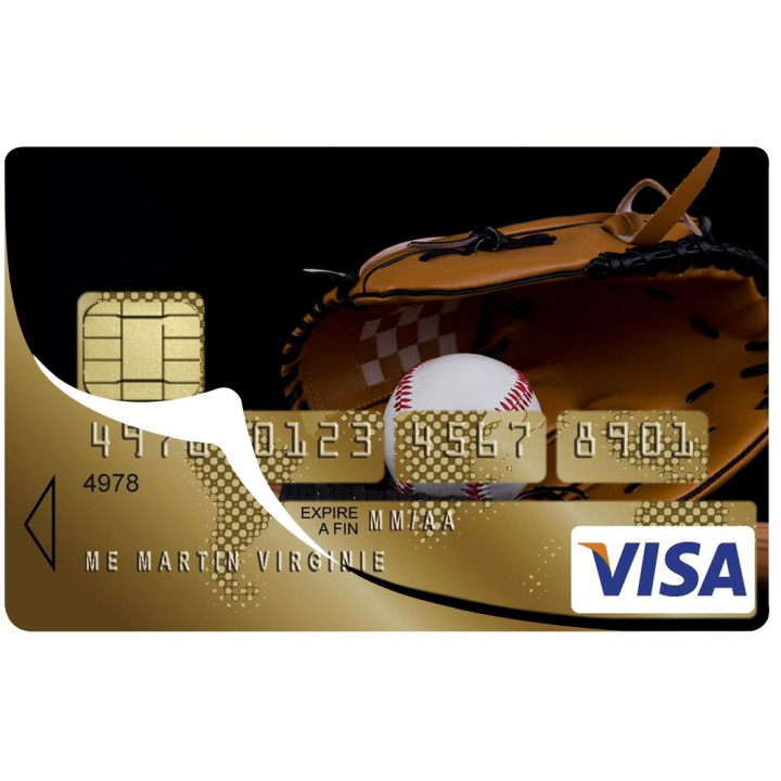 Autocollant Baseball numéro 16 carte bleue carte bancaire CB adhésif sticker logo 16