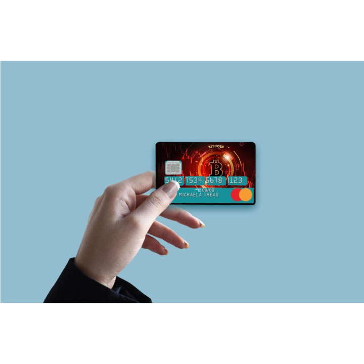 Autocollant Bitcoin numéro 17 carte bleue carte bancaire CB adhésif sticker logo 17