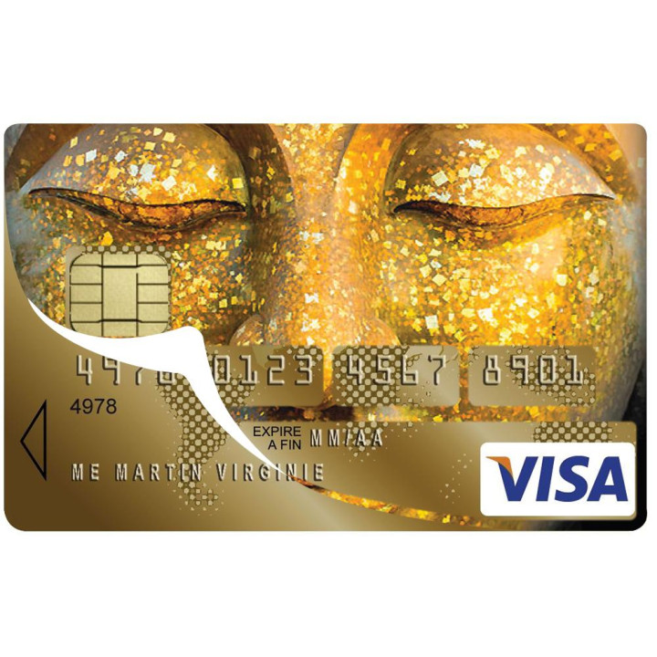Autocollant Buddha numéro 19 carte bleue carte bancaire CB adhésif sticker logo 19