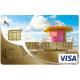 Autocollant Cabanes sur la plage numéro 21 carte bleue carte bancaire CB adhésif sticker logo 21