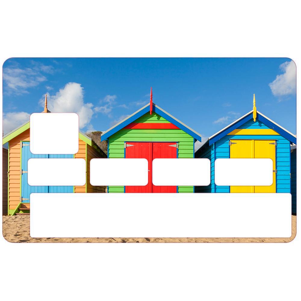 Autocollant Cabanes sur la plage2 numéro 22 carte bleue carte bancaire CB adhésif sticker logo 22