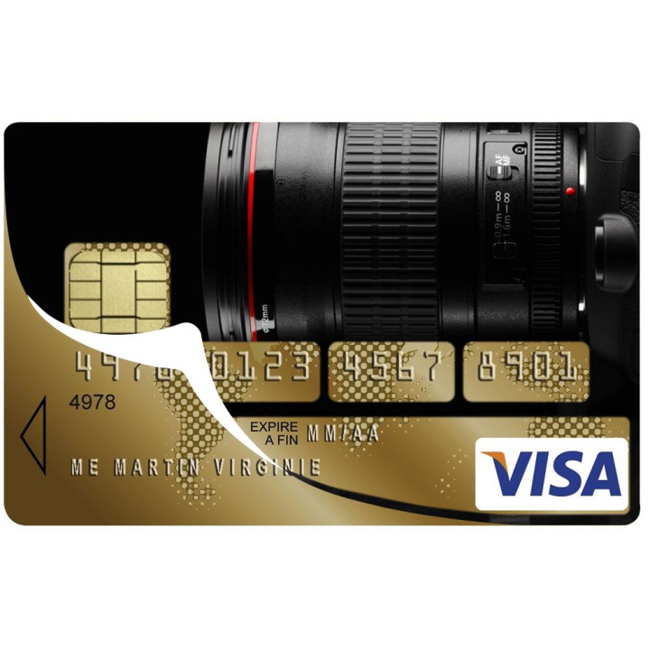 Autocollant Caméra numéro 23 carte bleue carte bancaire CB adhésif sticker logo 23