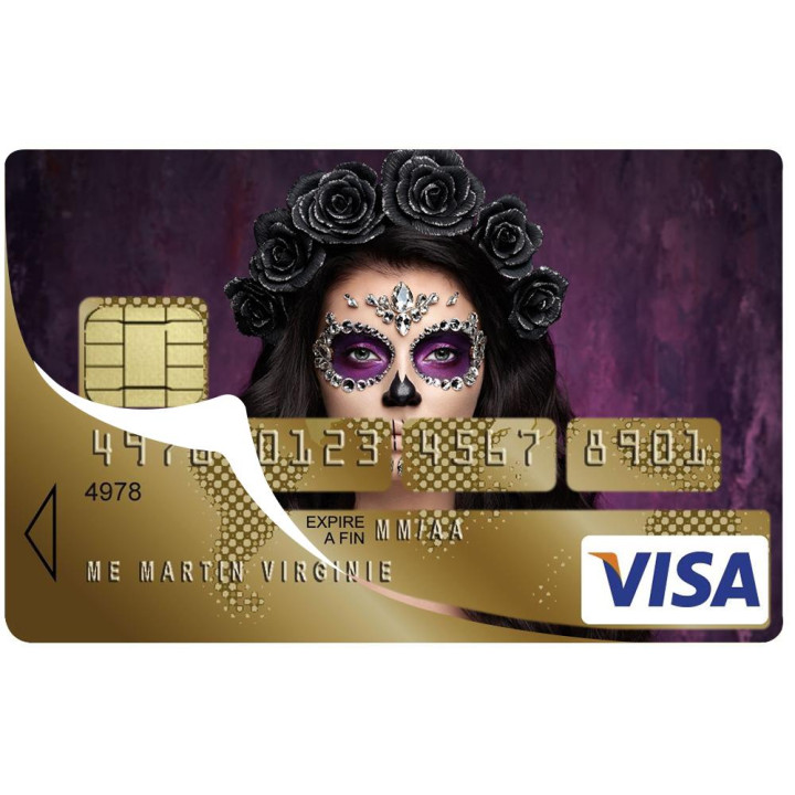 Autocollant Catarina Calavera numéro 25 carte bleue carte bancaire CB adhésif sticker logo 25