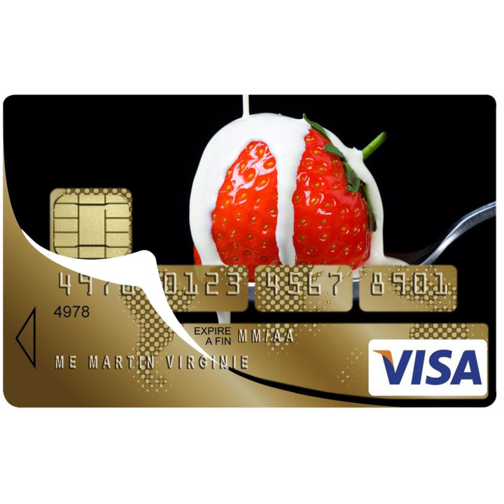 Autocollant Crème de Fraises numéro 32 carte bleue carte bancaire CB adhésif sticker logo 32