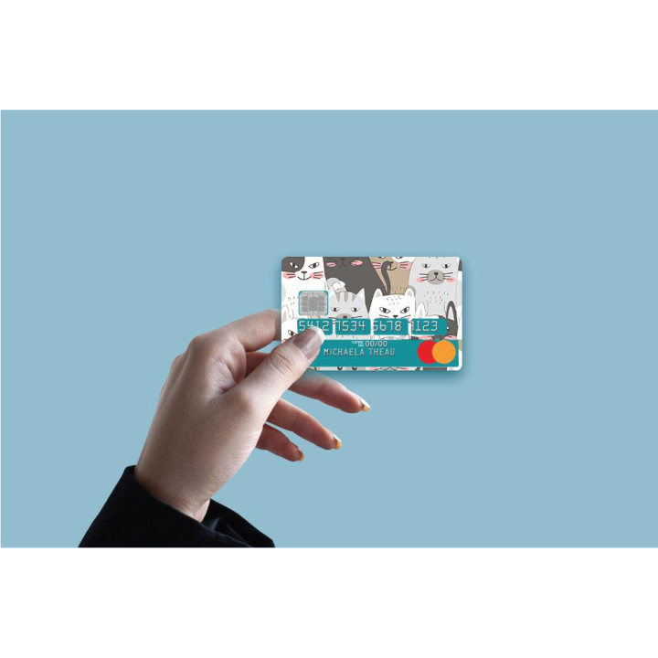 Autocollant Chatte numéro 37 carte bleue carte bancaire CB adhésif sticker logo 37
