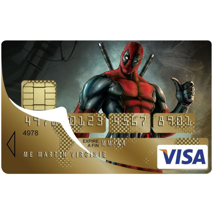 Autocollant Deadpool2 numéro 51 carte bleue carte bancaire CB adhésif sticker logo 51