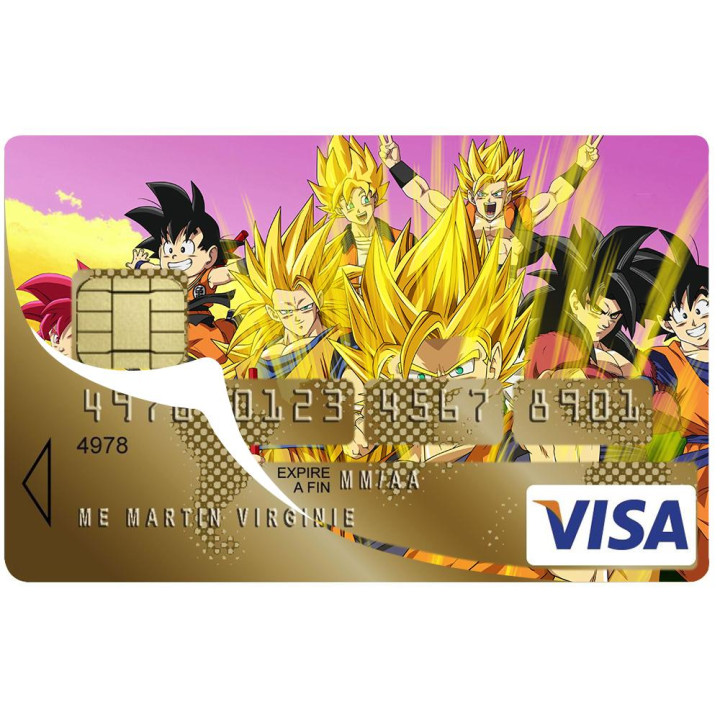 Autocollant Dragon Balls numéro 53 carte bleue carte bancaire CB adhésif sticker logo 53