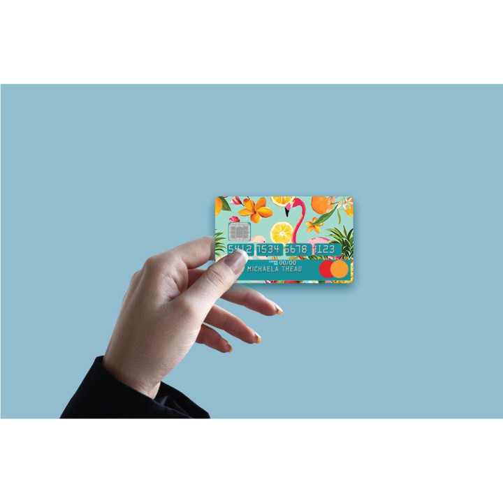 Autocollant Flamant numéro 57 carte bleue carte bancaire CB adhésif sticker logo 57