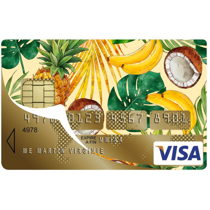 Autocollant Fruit numéro 64 carte bleue carte bancaire CB adhésif sticker logo 64
